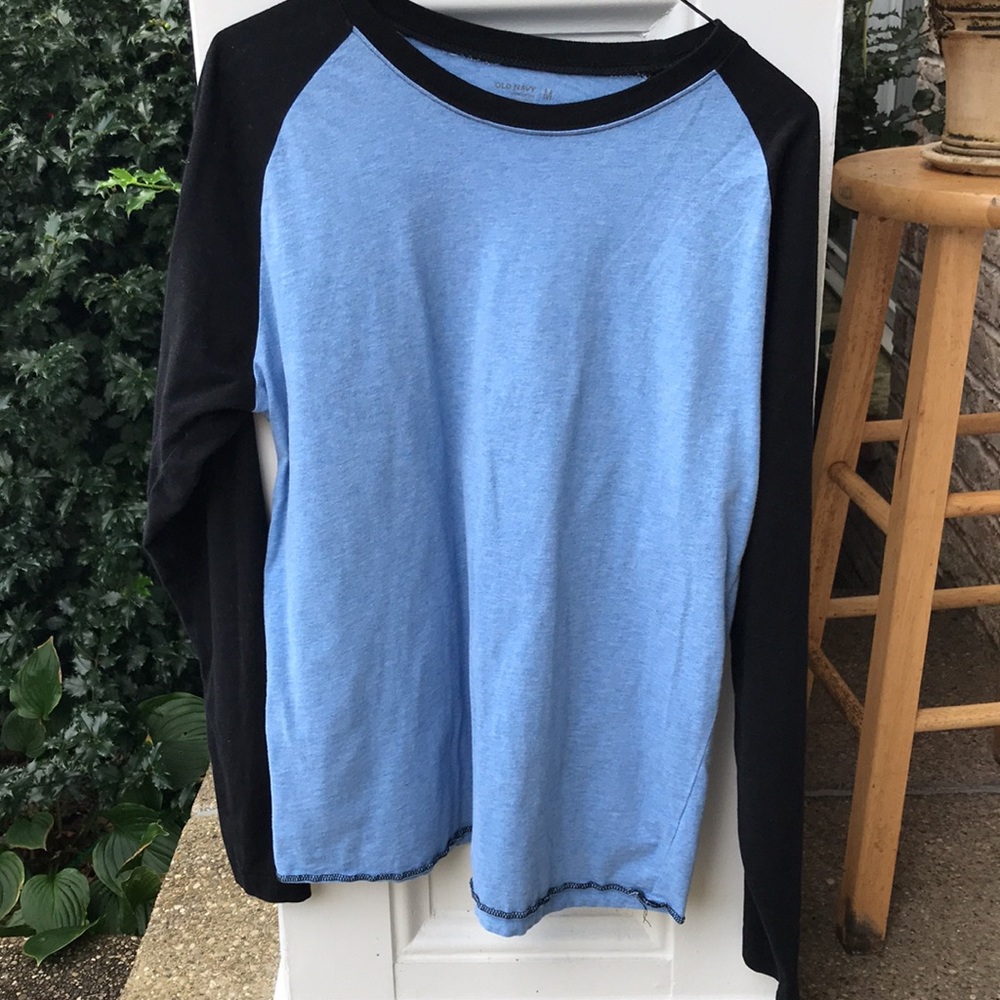 Long sleeve “baseball” style tee blue and black